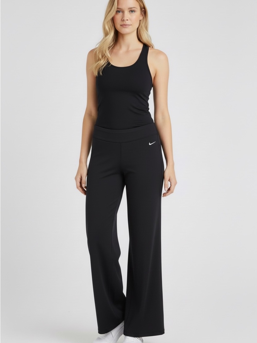 Nike Black Women's Fit Dry Retro Wide-Leg Performance Pants Size Large